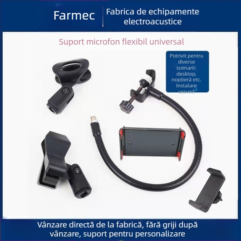 Clip de microfon rotativ la 360° pentru birou — clemă universală pentru microfon pentru conferințe și streaming live