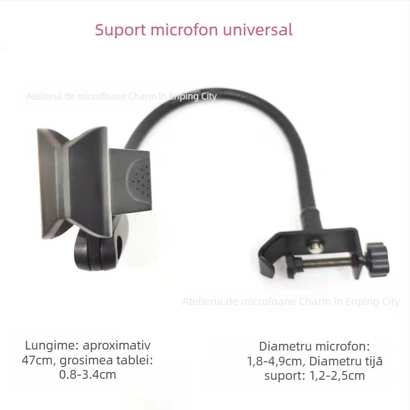 Clip de microfon rotativ la 360° pentru birou — clemă universală pentru microfon pentru conferințe și streaming live