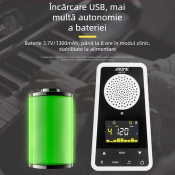 Anoma AM-718 Metronom cu difuzor pentru pian și chitară, Bluetooth reîncărcabil, cu sugestii vocale, ideal pentru examene muzicale