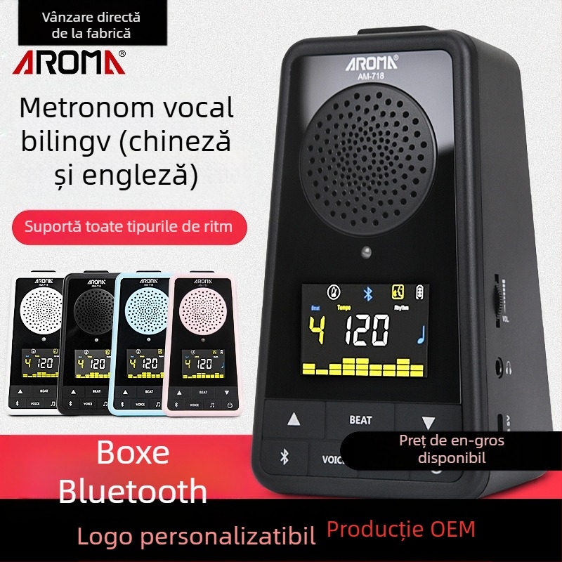 Anoma AM-718 Metronom cu difuzor pentru pian și chitară, Bluetooth reîncărcabil, cu sugestii vocale, ideal pentru examene muzicale