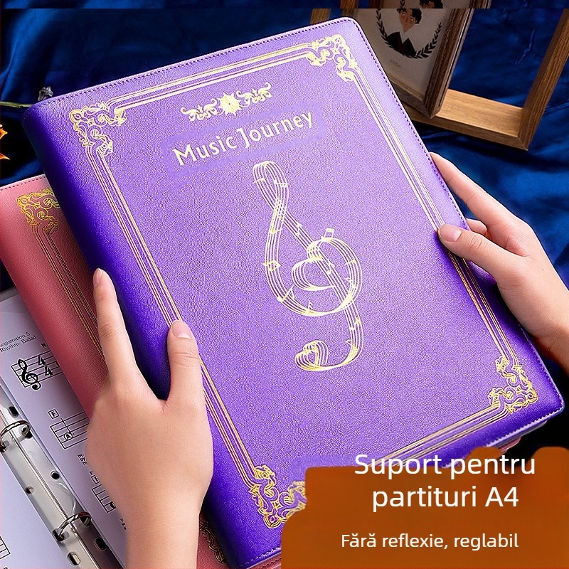 Hengxin clip pentru partituri din piele, model Music Score-01, clemă cu un braț, compatibil cu A4