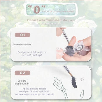 Tablou digital în ulei - DIY colorare manuală cu trandafiri, personalizabil, ramă din lemn masiv, stil modern minimalist, potrivit pentru living, restaurant, hol