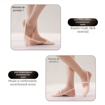 Iron Arrow Pantofi de dans pentru adulți - talpă moale, respirabili și ușori, talpă din piele de vacă, partea superioară din bumbac, pentru balet și dans modern