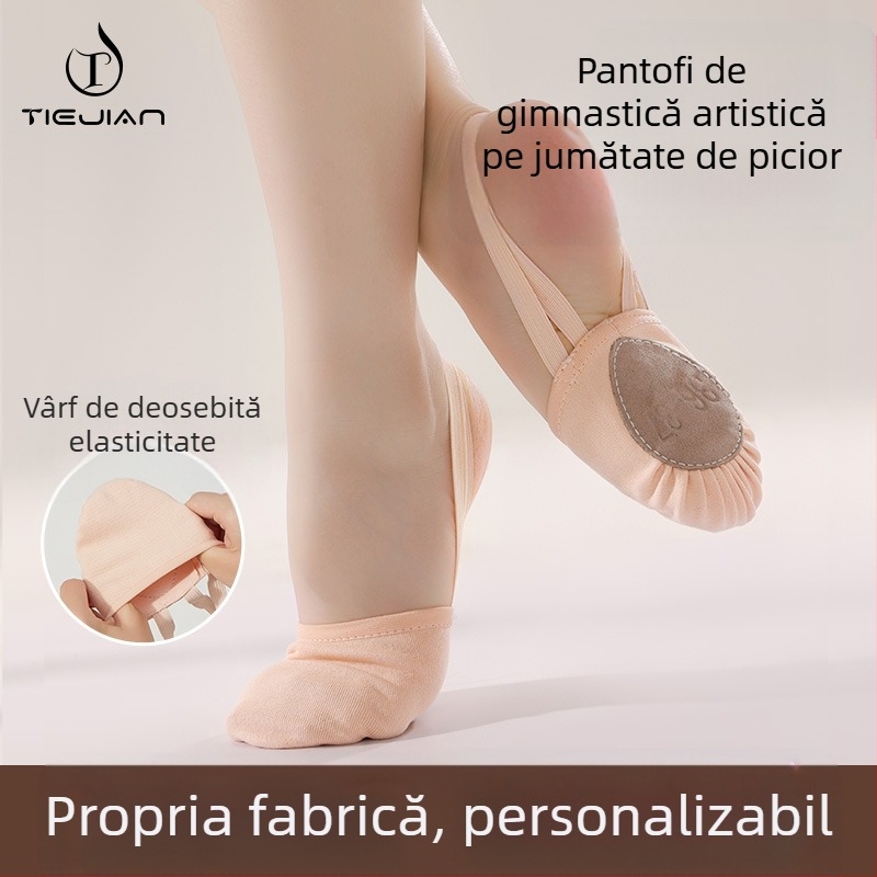 Iron Arrow Pantofi de dans pentru adulți - talpă moale, respirabili și ușori, talpă din piele de vacă, partea superioară din bumbac, pentru balet și dans modern