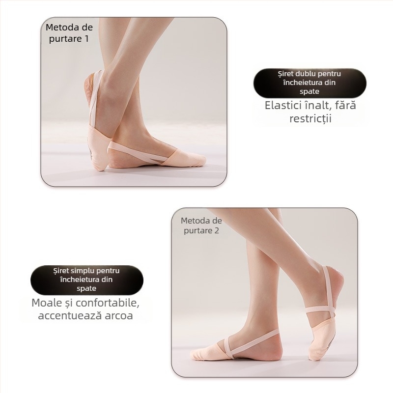 Iron Arrow Pantofi de dans pentru adulți - talpă moale, respirabili și ușori, talpă din piele de vacă, partea superioară din bumbac, pentru balet și dans modern