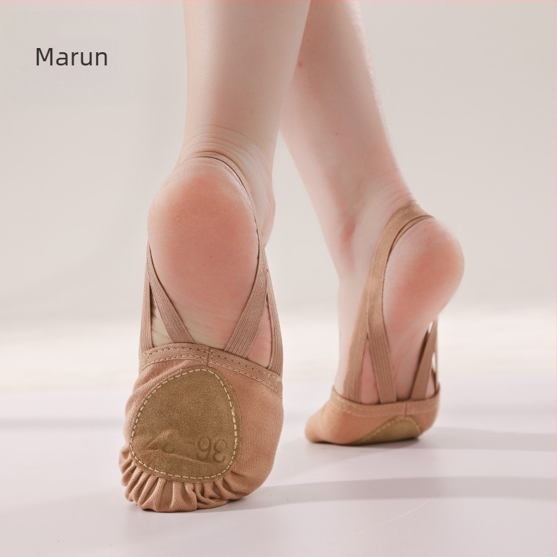 Iron Arrow Pantofi de dans pentru adulți - talpă moale, respirabili și ușori, talpă din piele de vacă, partea superioară din bumbac, pentru balet și dans modern