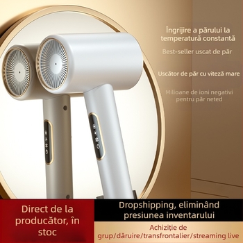 Uscător de păr cu motor fără perii, 2200W, ioni negativi, temperatură constantă, aer rece/cal, 3 trepte de flux de aer, protecție la supraincălzire