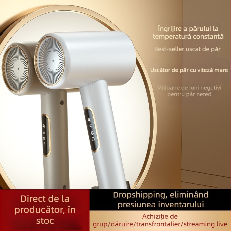 Uscător de păr cu motor fără perii, 2200W, ioni negativi, temperatură constantă, aer rece/cal, 3 trepte de flux de aer, protecție la supraincălzire
