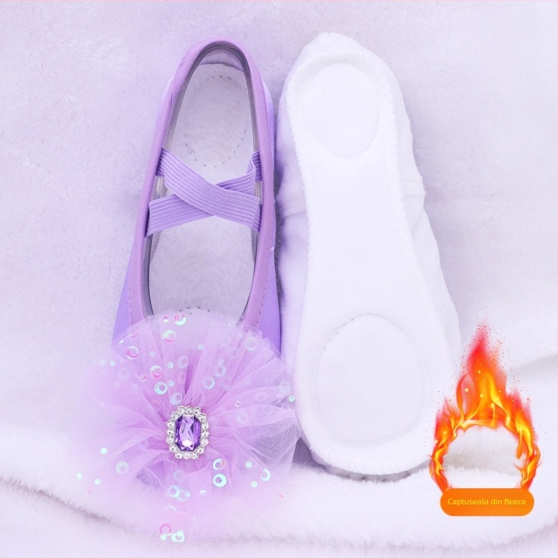 Pantofi de balet pentru fetițe, talpă moale – ușori, respirabili, pentru dans