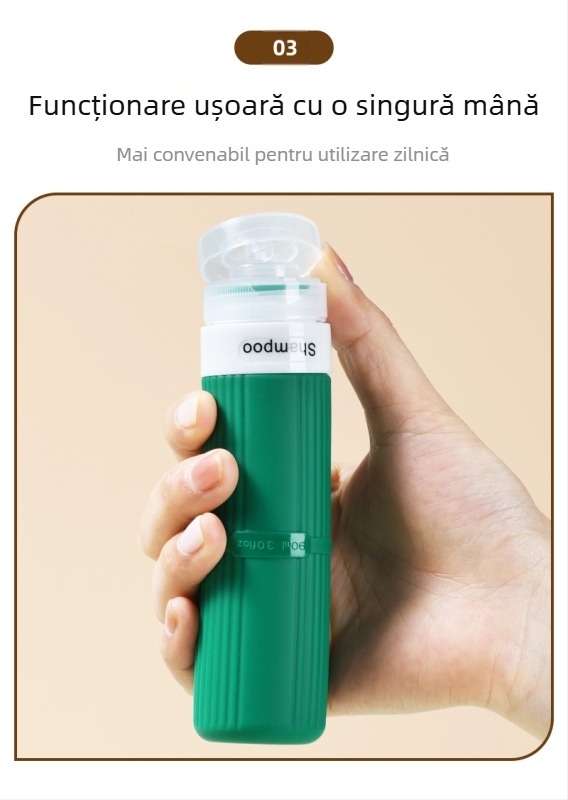 Set de sticle de stocare din silicon pentru călătorii, patru sticle goale pentru șampon