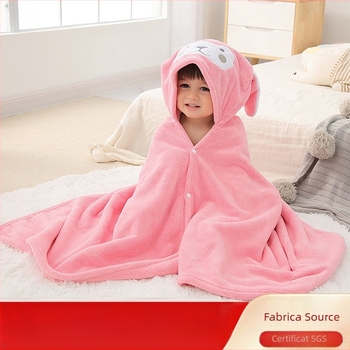 Youxin coral fleece Prosop de baie pentru copii cu glugă, purtabil ca un halat desenat, absorbant, 400–500 g, 32s fir, broderie și țesătură plată