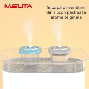 MISUTA Cutie Chrono pentru hrană complementar – 6 buc., PP, set veselă cu compartimente sigilate, pentru copii peste 3 luni