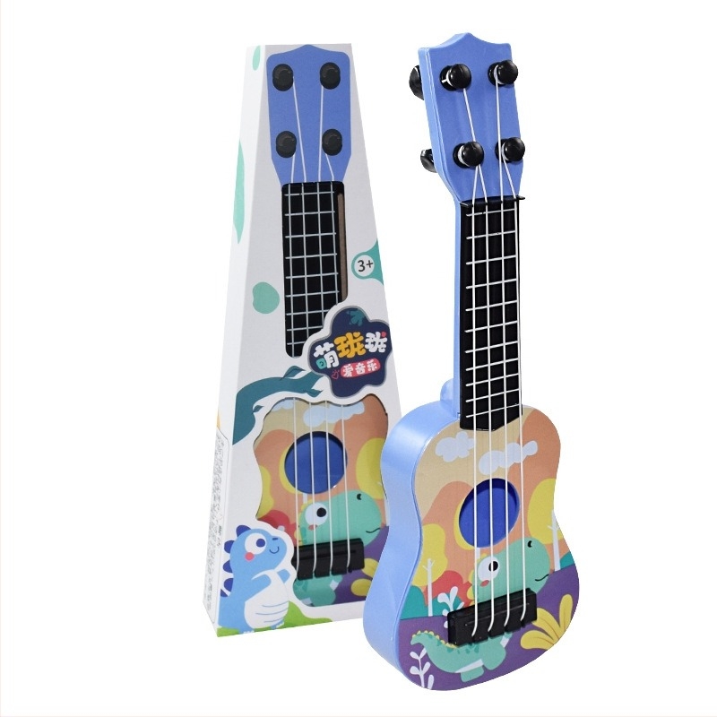Jucărie ukulele pentru sugari 0-3 ani: puzzle cu animale – elefant, girafă și hipopotam, învățare muzicală interactivă pentru părinți și copii, din plastic