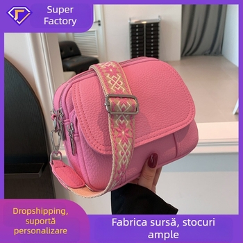 Geantă crossbody în stil urban minimalist, PU material, geantă pătrată, formă orizontală pătrată, închidere cu capac