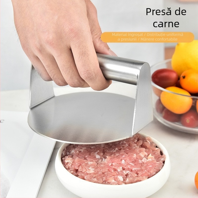 Presă de carne – Oțel inoxidabil 304, formă pătrată și rotundă pentru chiftele și burgeri, manual, ustensilă de bucătărie