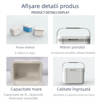 Cutie frigorifică portabilă pentru mașină, 5L, izolație, pentru camping și picnic, răcire rapidă și păstrarea gheții