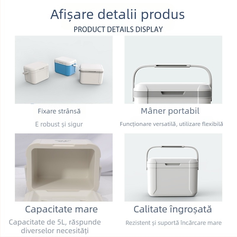 Cutie frigorifică portabilă pentru mașină, 5L, izolație, pentru camping și picnic, răcire rapidă și păstrarea gheții