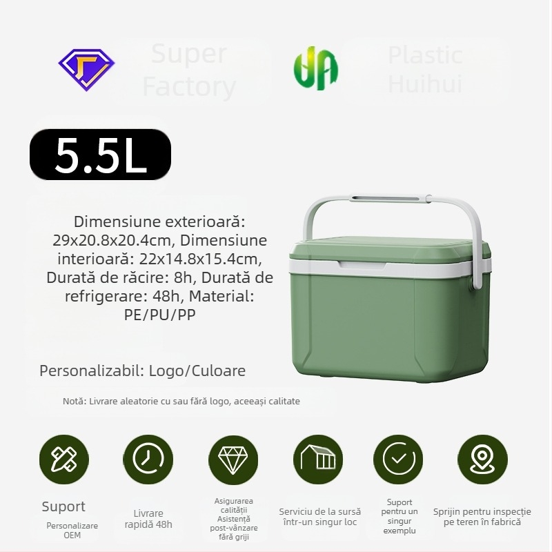 Cutie frigorifică portabilă pentru mașină, 5L, izolație, pentru camping și picnic, răcire rapidă și păstrarea gheții