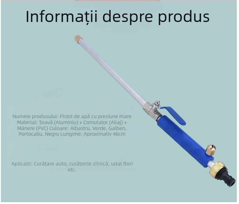 Pistol de apă pentru grădină cu presiune înaltă, motor brushless, duză din aliaj electroplacat, udare oscilatoare, pentru spălarea mașinilor