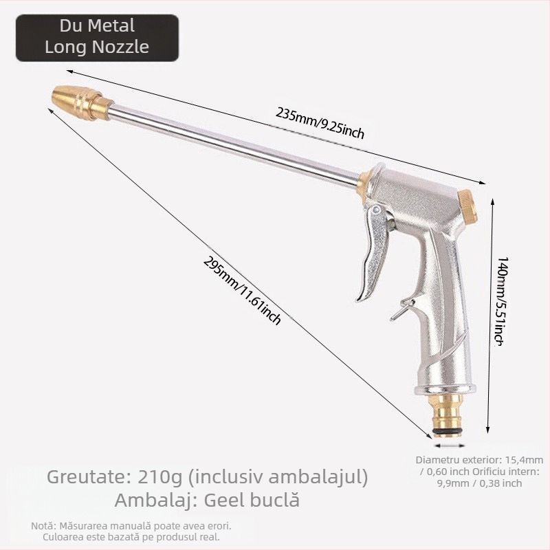 Pistol de apă pentru grădină cu presiune înaltă, motor brushless, duză din aliaj electroplacat, udare oscilatoare, pentru spălarea mașinilor