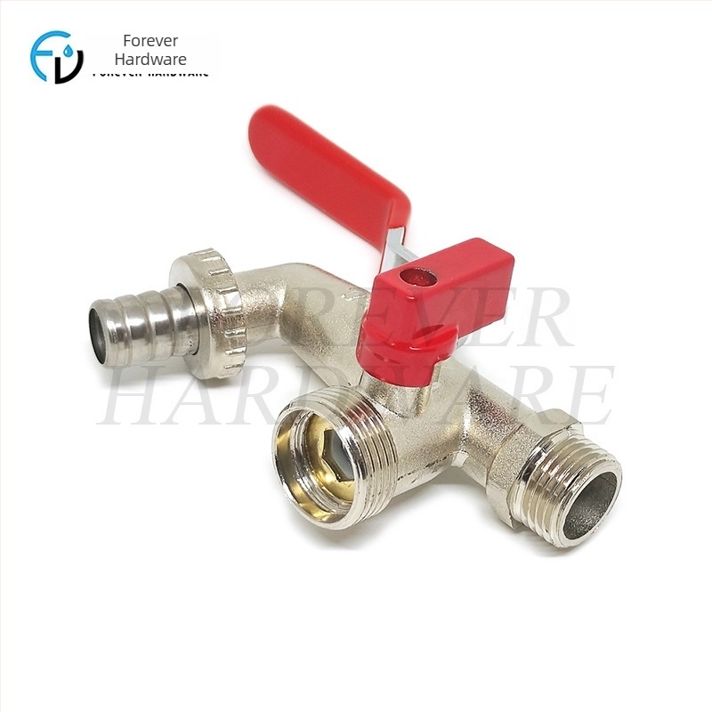 Robinet de grădină FV-Z07; aliaj de zinc; finisaj nichelate; control cu două manete; montaj spiral