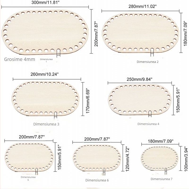 Bază ovală din lemn pentru coșuri croșetate — goală, solidă, stil modern minimalist, brand On the dragon
