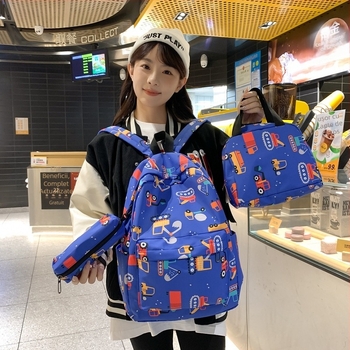 Set de trei ghiozdane pentru școală, cu imprimeu animal, ușor, pentru ieșiri casual, 20–35 L, compatibil cu laptop de 16 inch, curele respirabile cu pernă de aer, material Oxford