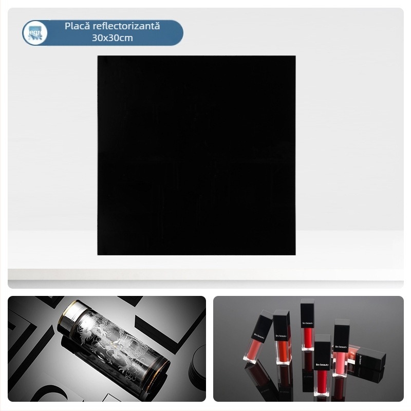 Tavă de fundal din sticlă securizată pentru fotografia de produse; suprafață reflectatoare; greutate 200–800 g