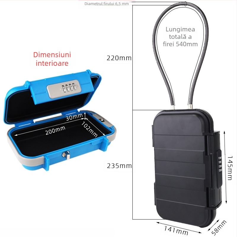 Cutie portabilă pentru telefon și obiecte de valoare cu încuietoare numerică, model G13, ABS