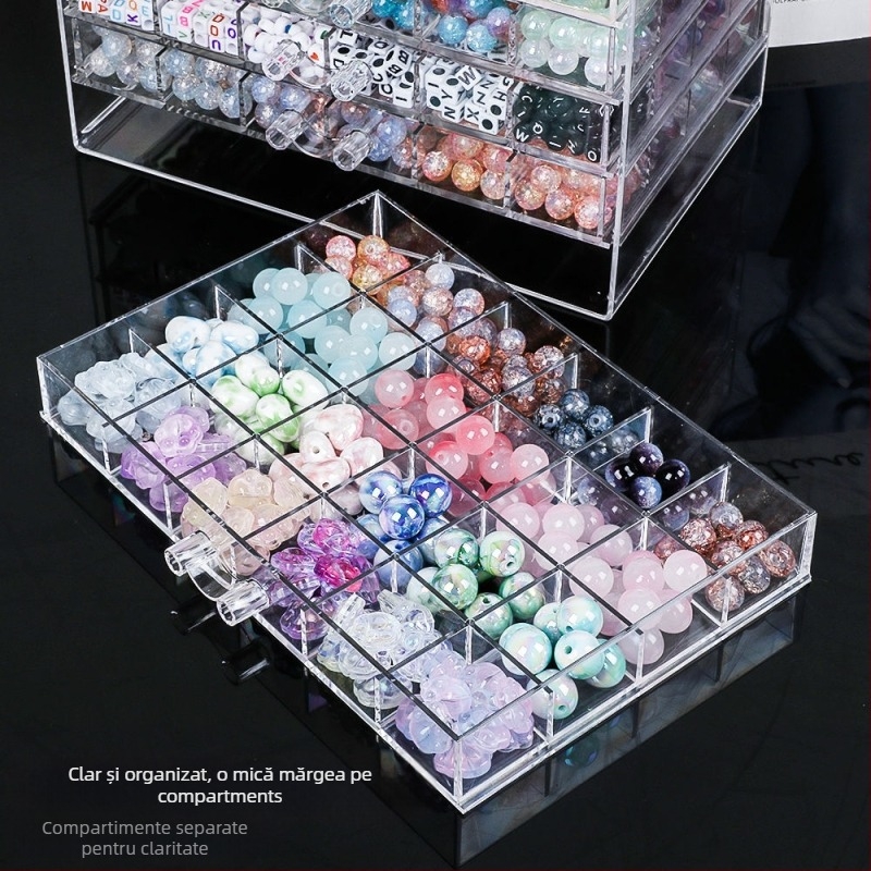 Cutie de depozitare pentru mărgele cu sertare – compartimente multiple, construcție din plastic, ambalare bijuterii