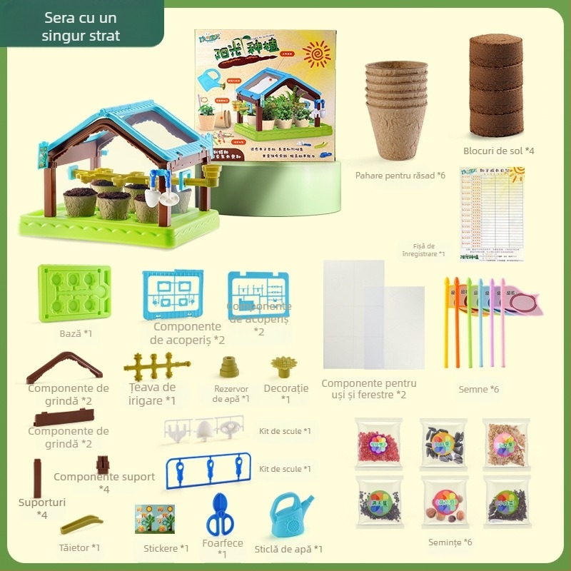 Kit DIY pentru Observarea Creșterii Plantelor - Plastic, Multifunțional, Non-Electric, pentru copii 4–6 ani