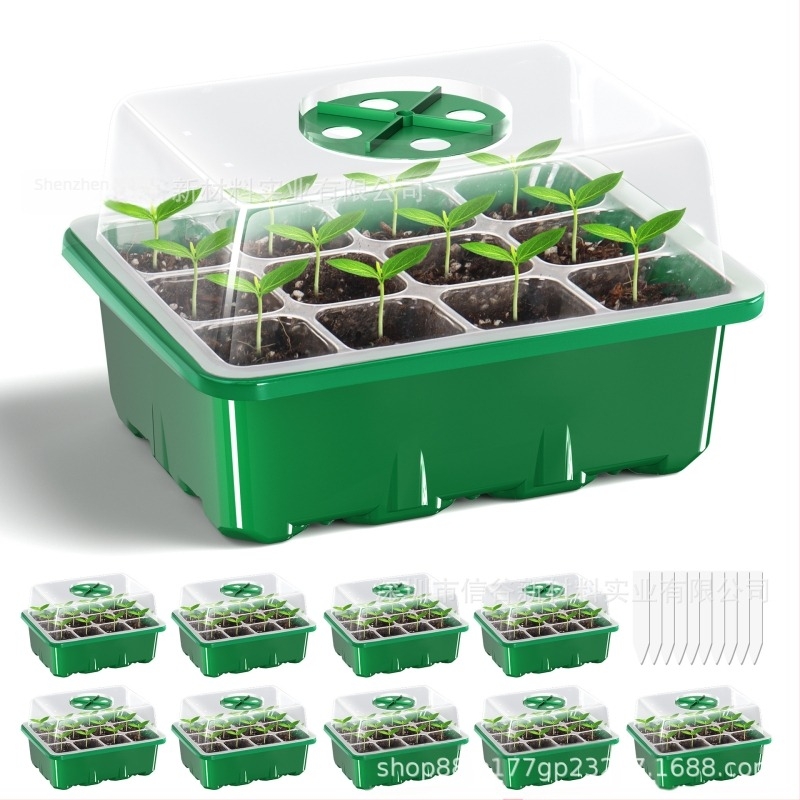 Tavă de răsaduri din plastic, cu 6/12 găuri, respirabilă și transparentă, pentru cultivare în seră