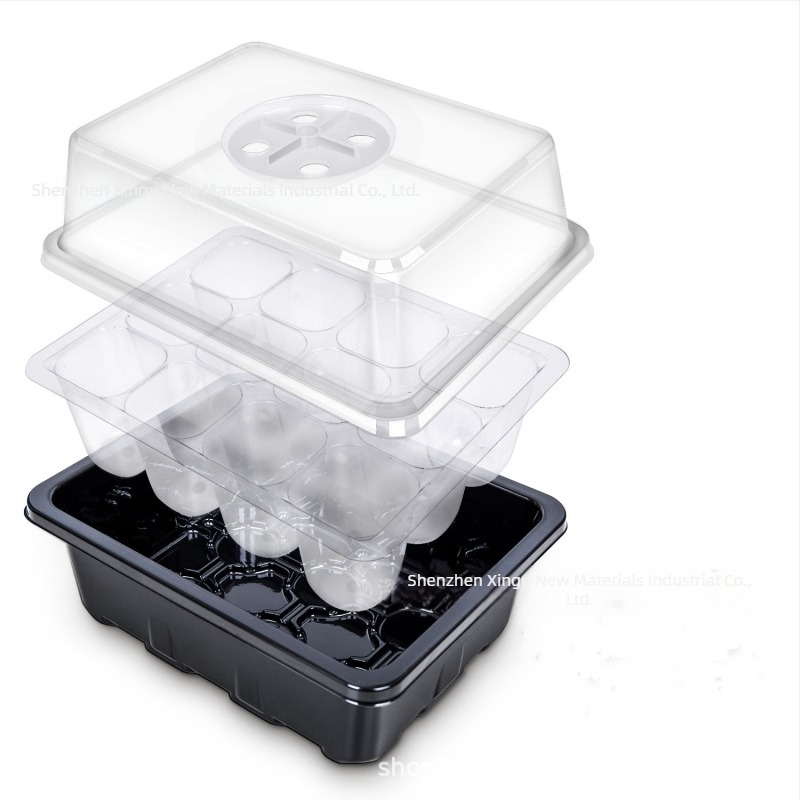 Tavă de răsaduri din plastic, cu 6/12 găuri, respirabilă și transparentă, pentru cultivare în seră