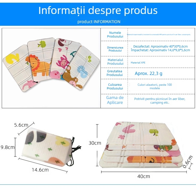 Pătură de picnic impermeabilă, din material nețesut, 400 g, pentru 5–6 persoane, model RT2356