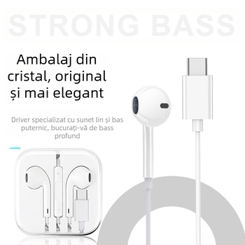 Căști intra-auriculare cu fir, bas puternic și microfon, model 20160517, cablu de 120 cm