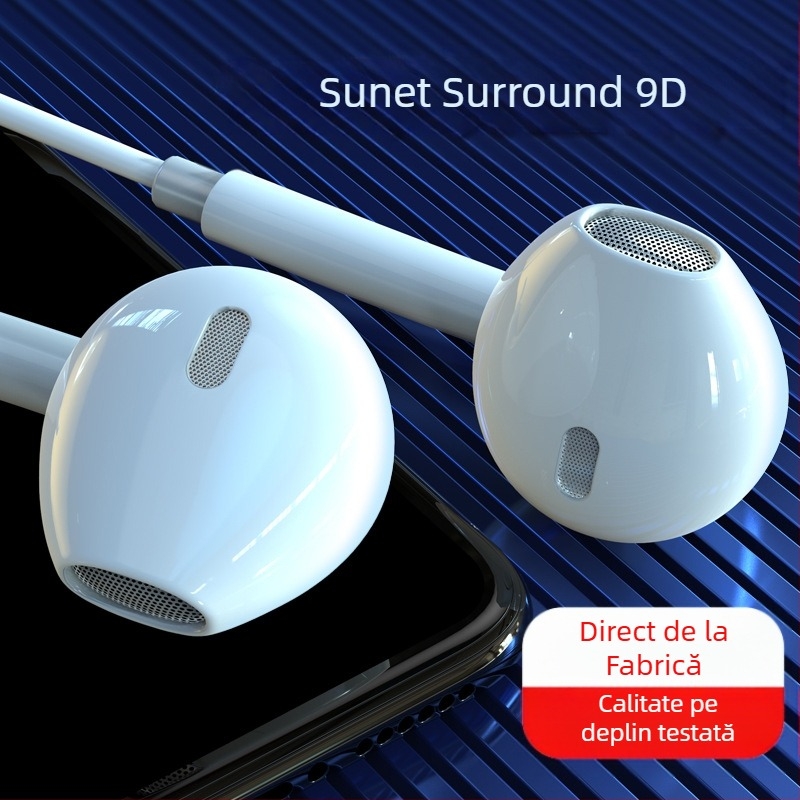 Căști intra-auriculare cu fir, bas puternic și microfon, model 20160517, cablu de 120 cm