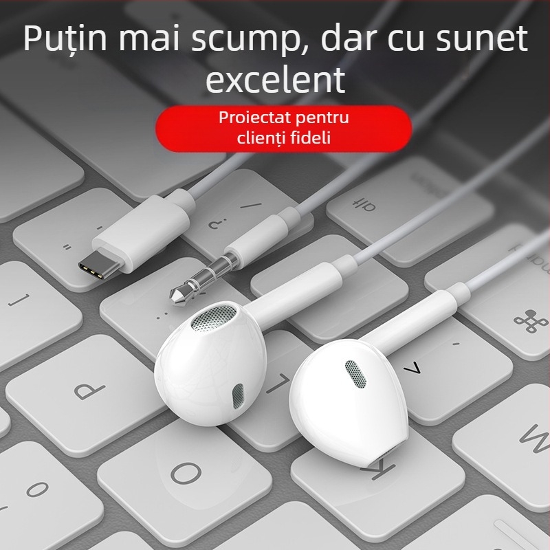 Căști intra-auriculare cu fir, bas puternic și microfon, model 20160517, cablu de 120 cm