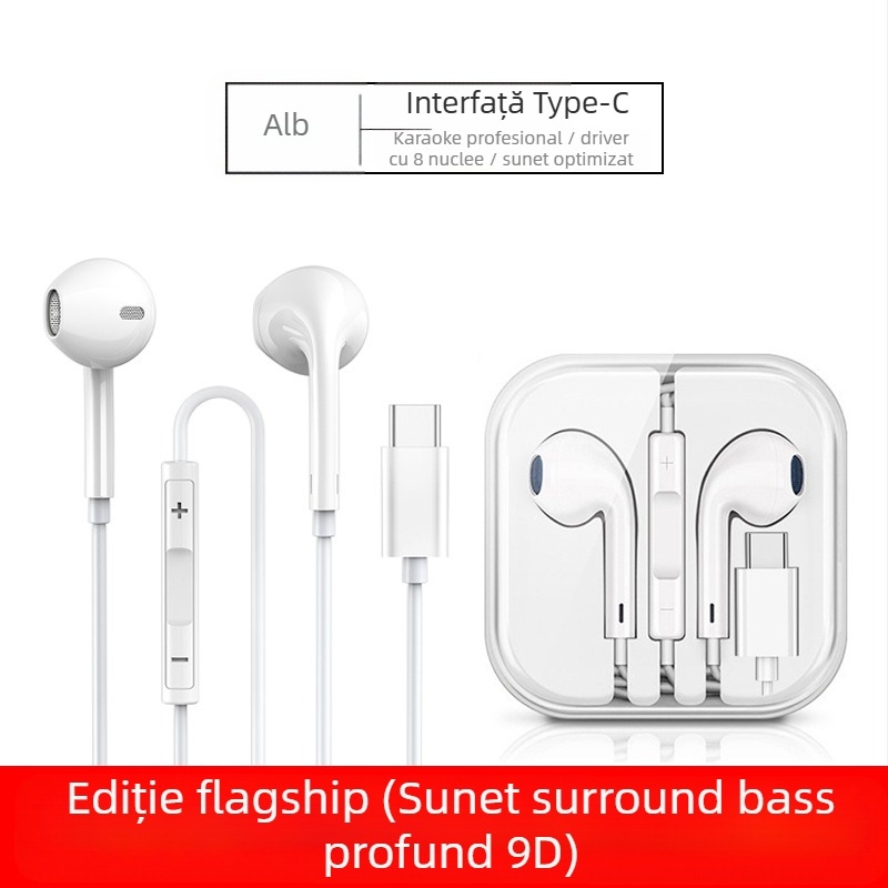 Căști intra-auriculare cu fir, bas puternic și microfon, model 20160517, cablu de 120 cm