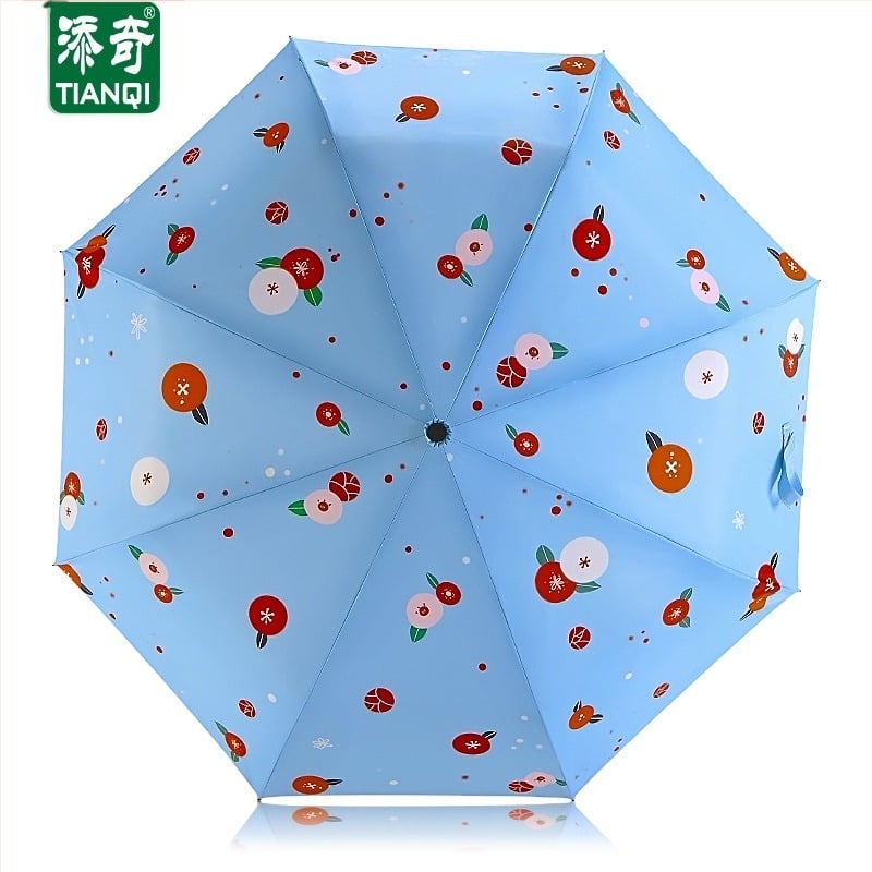 Umbrelă de soare cu pisicuță desen animat - trei secțiuni, deschidere manuală, 8 spițe din oțel, țesătură 190T, UPF 40+