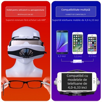 FIITVR 5F ochelari VR, dispozitiv all-in-one pentru montare pe cap, ABS, 357 g, compatibil Android, iOS și Windows Mobile