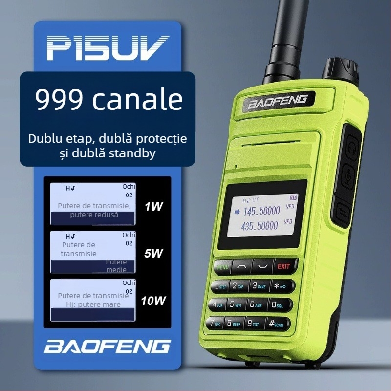 Baofeng P15UV radio portabil marin, rezistent la apă, baterie 8000mAh, afișaj, rază 1,5–3 km