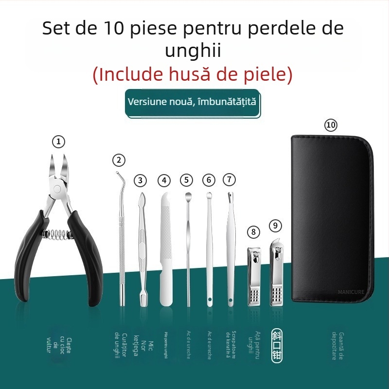 Set manichiură și pedicure cu clește pentru caneluri ale unghiei și instrument pentru unghie încarnată — Sharp blade, plastic + oțel inoxidabil, universal