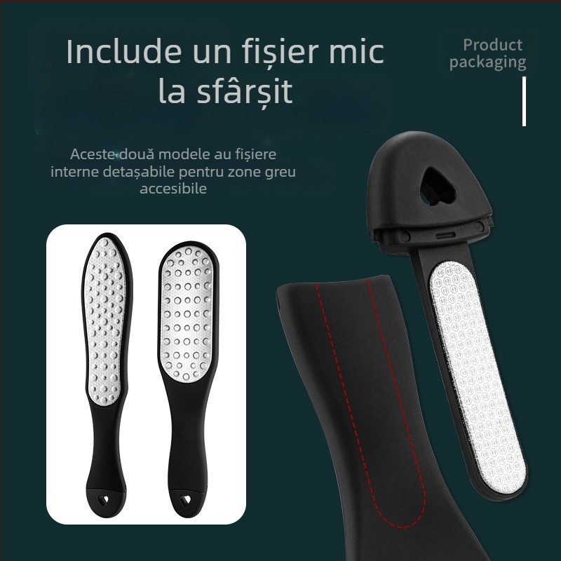 Pilă pentru picioare din oțel inoxidabil, dublă față, ABS/PP, instrument de pedicură, model SKU001362