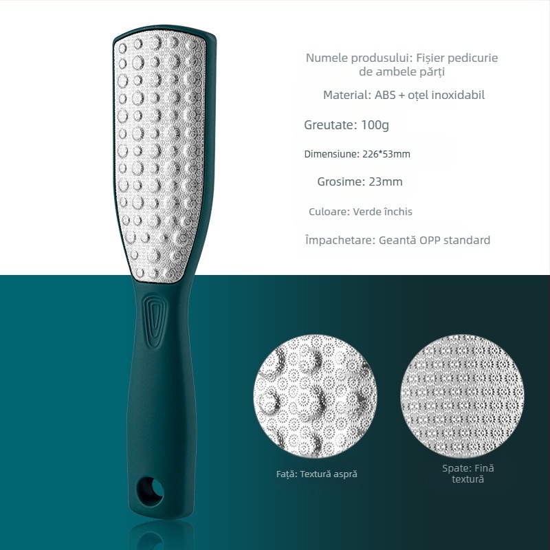 Pilă pentru picioare din oțel inoxidabil, dublă față, ABS/PP, instrument de pedicură, model SKU001362