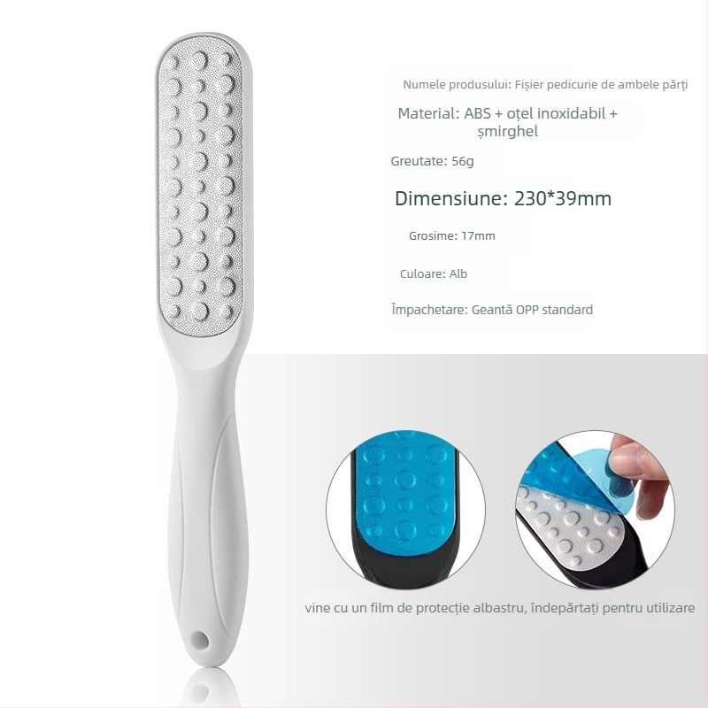 Pilă pentru picioare din oțel inoxidabil, dublă față, ABS/PP, instrument de pedicură, model SKU001362