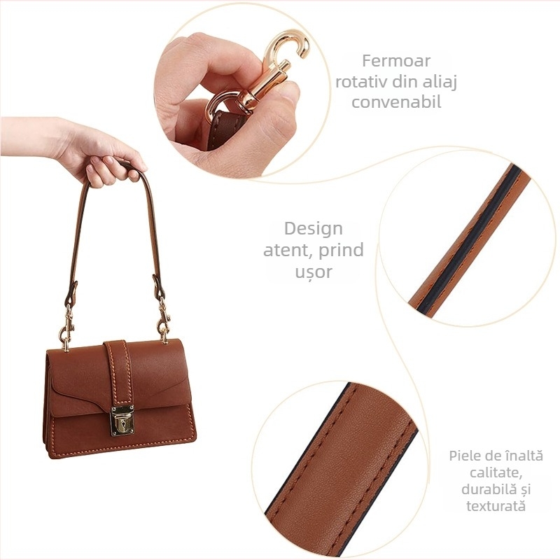 Brățară pentru geantă din PU, curea detașabilă pentru umăr, culoare solidă, cusătură cu margine uleiată, logo personalizabil