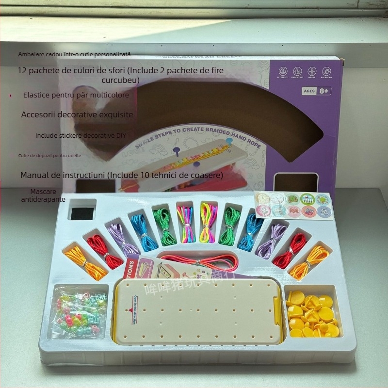 Kit DIY pentru brățări de copii – șnur, stil etnic, primăvara 2024, ambalaj în cutie