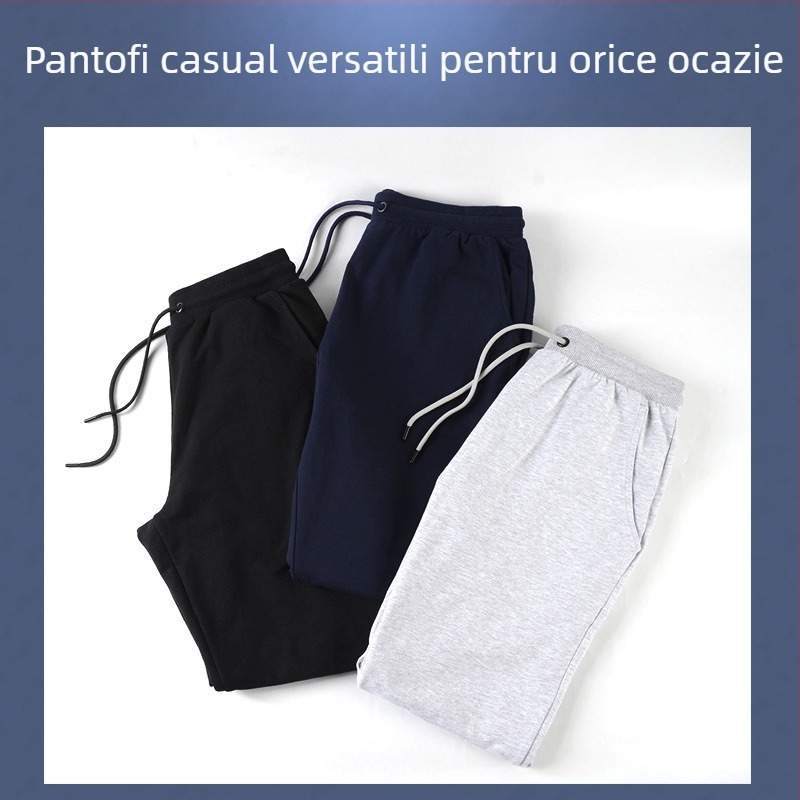 Pantaloni largi din bumbac (95% bumbac) cu talie înaltă și șnur de reglare