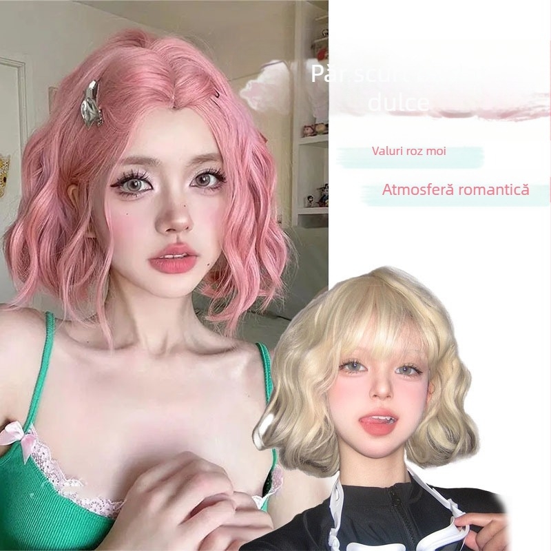 Perucă scurtă bucle DM800, fir termic la temperatură înaltă, mecanism, poate fi vopsită