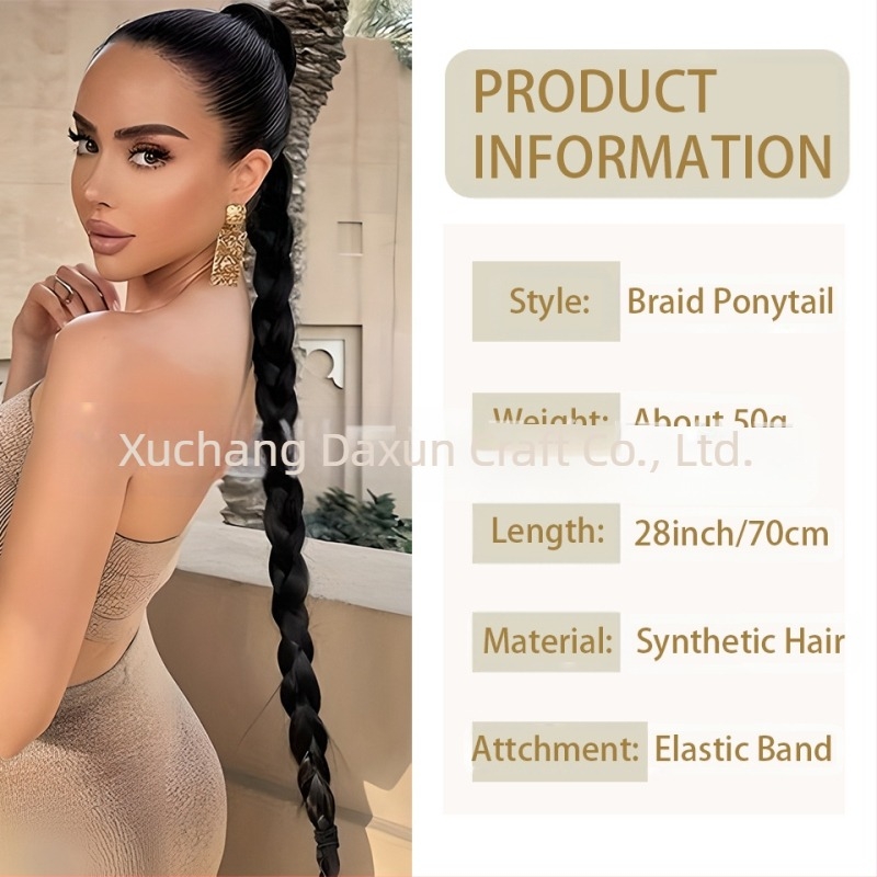 Perucă cu coadă de cal din fibră rezistentă la temperaturi, construcție mecanică, poate fi vopsită și poate fi coafată cu perm